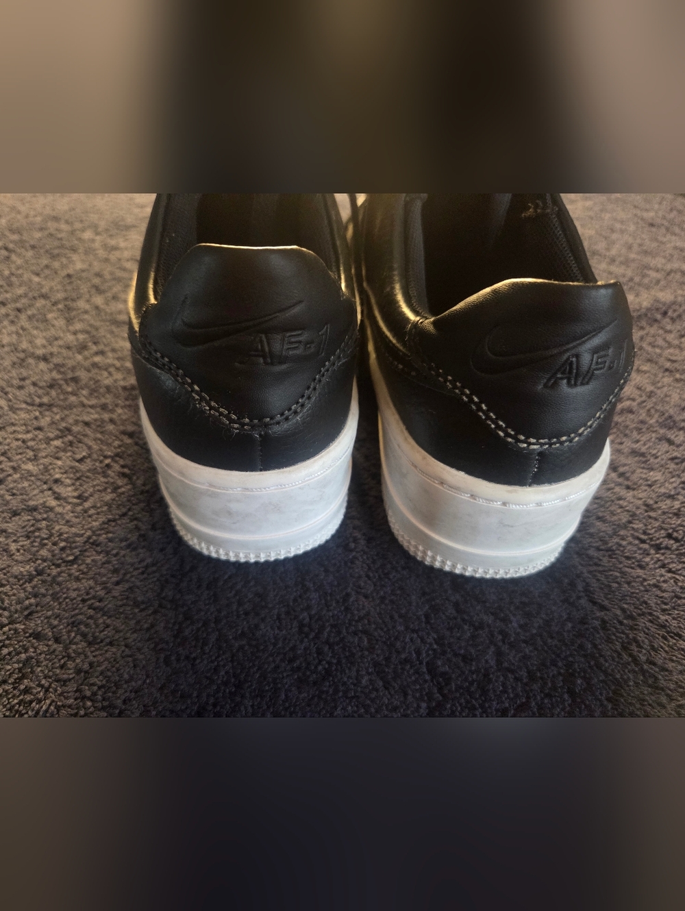 Nike Kids Black Leather Low-Top Sneakers with White Platform Sole - Picture 6 of 10